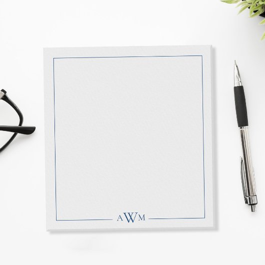 Bloc-note Minimalist Blue Three Letter Monogram