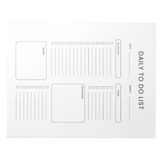 Bloc-note Minimalist daily to-do list notepad (Devant)