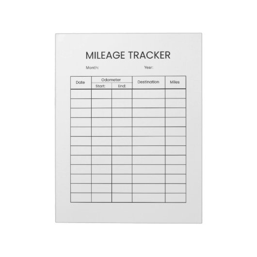 Bloc-note Minimalist Mileage Tracker Notepad (Tourné)