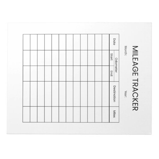 Bloc-note Minimalist Mileage Tracker Notepad (Devant)