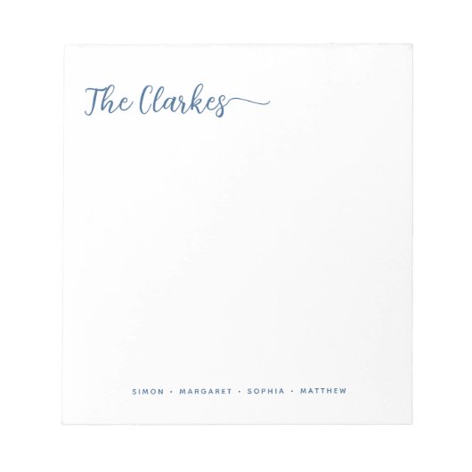 Bloc-note Minimalist Navy Blue Family Stationery (Devant)