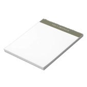 Bloc-note Minimalist Olive Green Elegant Monogram (Tourné)