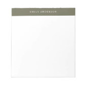Bloc-note Minimalist Olive Green Elegant Monogram (Devant)