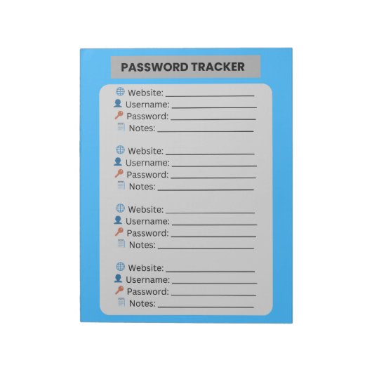 Bloc-note Minimalist Password Tracker  (Tourné)