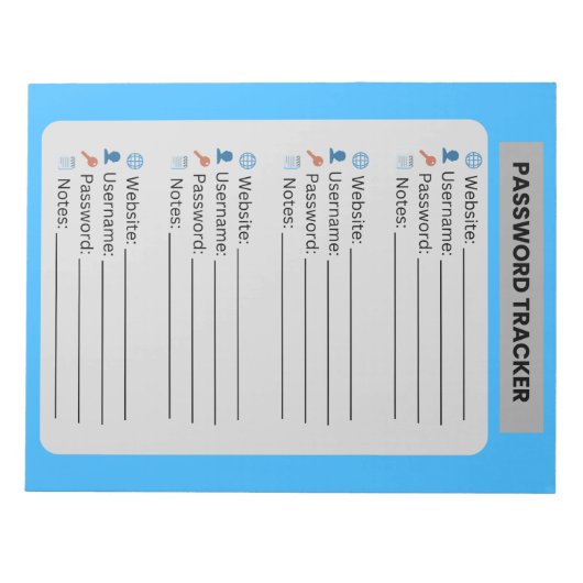 Bloc-note Minimalist Password Tracker  (Devant)