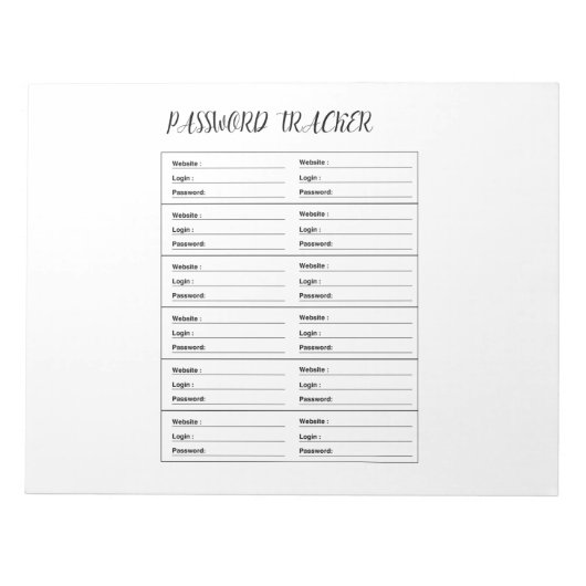 Bloc-note Minimalist Password Tracker Logbook (Devant)