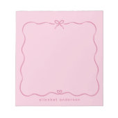 Bloc-note Minimalist Pastel Cute Bow Monogram Name  (Devant)
