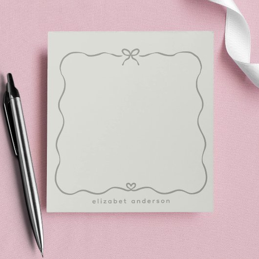 Bloc-note Minimalist Pastel Cute Bow Monogram Name