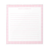 Bloc-note Minimalist Pink Gingham Monogram Lined (Devant)
