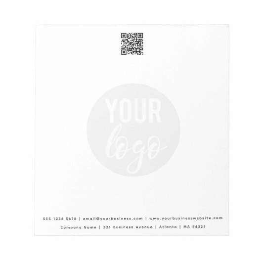 Bloc-note Minimalist QR Code Business Logo Détails du contac (Devant)