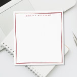 Bloc-note Minimalist Red Monogram Two Border<br><div class="desc">Create your own personalized notepads with red elegant chic typography monogram name and two border line design.</div>
