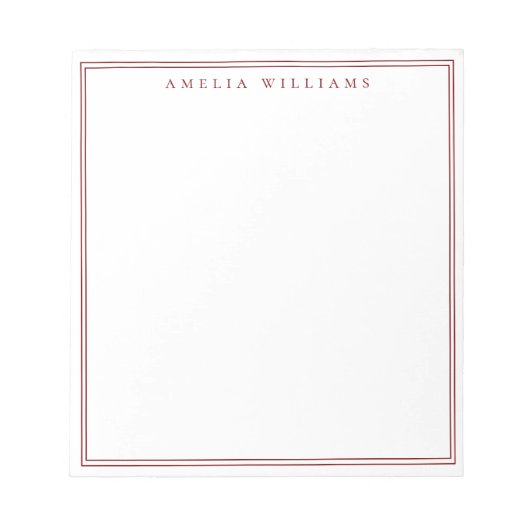 Bloc-note Minimalist Red Monogram Two Border (Devant)