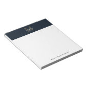 Bloc-note Minimalist Script Metallic Navy Blue Gold Monogram (Incliné)
