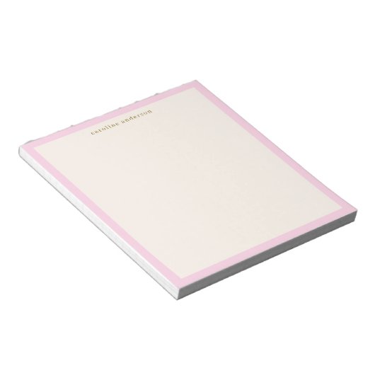 Bloc-note Minimalist Soft Pink Border Personalized Name (Incliné)