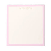 Bloc-note Minimalist Soft Pink Border Personalized Name (Devant)