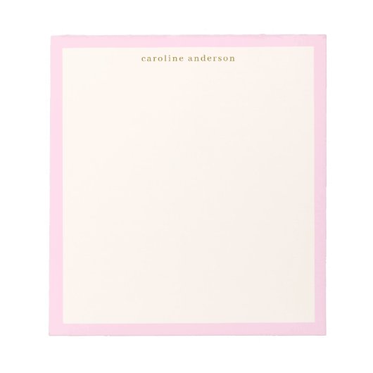 Bloc-note Minimalist Soft Pink Border Personalized Name (Devant)
