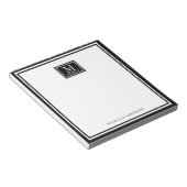 Bloc-note Minimalist Two Boarder Monogram Name Black White (Incliné)