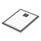 Bloc-note Minimalist Two Boarder Monogram Name Black White (Tourné)