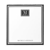 Bloc-note Minimalist Two Boarder Monogram Name Black White (Devant)