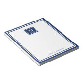 Bloc-note Minimalist Two Boarder Monogram Name Navy Blue (Incliné)