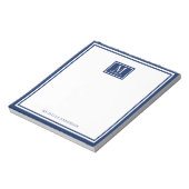 Bloc-note Minimalist Two Boarder Monogram Name Navy Blue (Tourné)