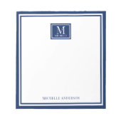 Bloc-note Minimalist Two Boarder Monogram Name Navy Blue (Devant)