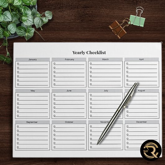 Bloc-note Minimalist Yearly Checklist Notepad