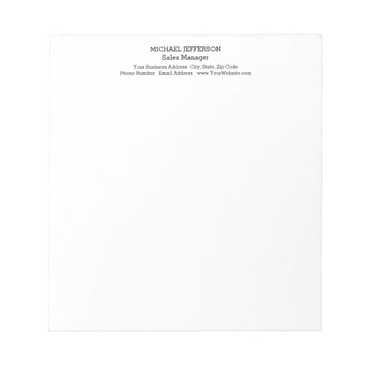 Bloc-note Minimaliste Classique Plain Professionnel (Devant)