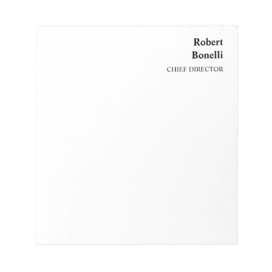 Bloc-note Minimaliste Moderne Blanc Uni (Devant)