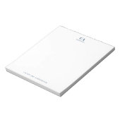 Bloc-note Minimaliste Moderne Simple Bleu Monogramme Personn (Tourné)