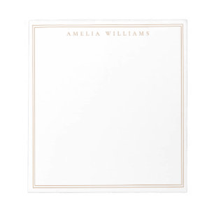 Bloc-note Minimaliste Monogramme Marron Deux Bordures