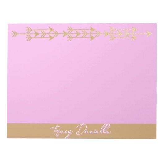 Bloc-note Minimaliste rose et or Personnalisé (Devant)