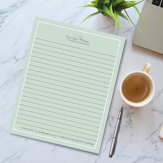 Bloc-note Minimaliste vert professionnel