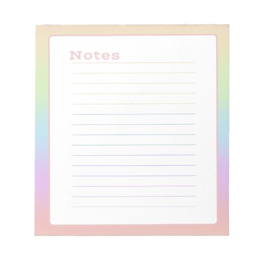 Bloc-note Minimalistic Pastel Rainbow (Devant)