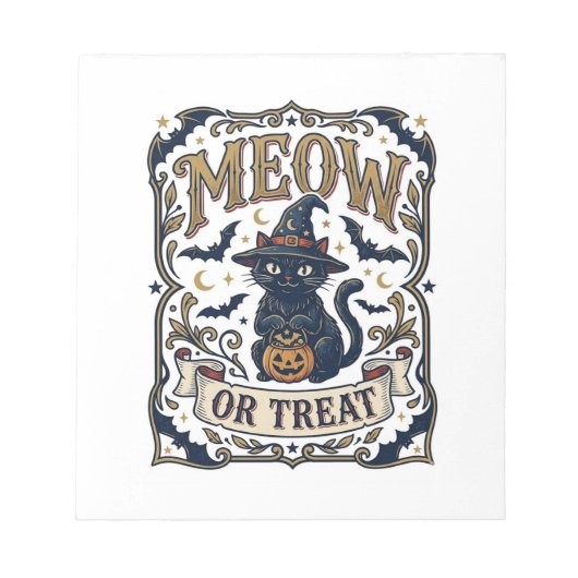 Bloc-note Minou ou traiter Chat Halloween Chat effrayant Vin (Devant)