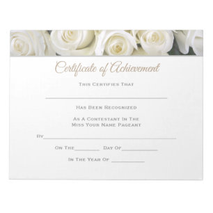 Bloc-note Miss America style Pageant Certificates-Achievmnt