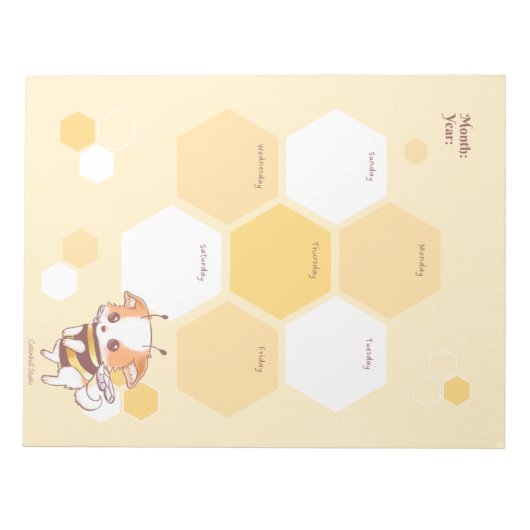 Bloc-note Mochi Bee Cute Puppy Honey Bee Weekly Planner (Devant)