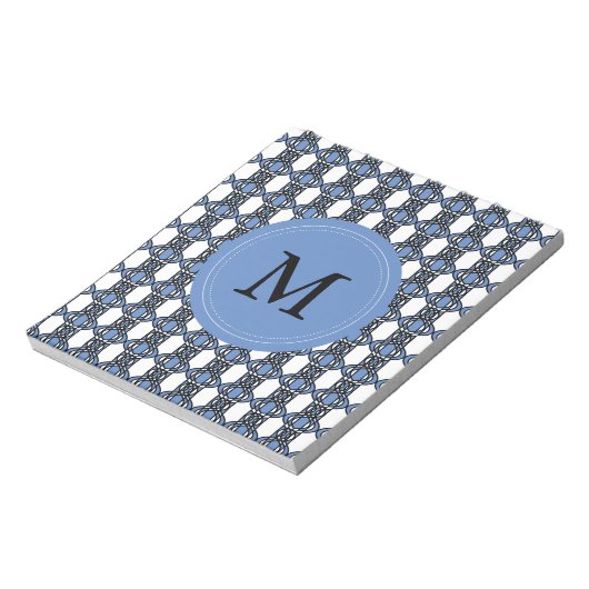 Bloc-note Mod Retro Monogram Blue Abstrait Scarab Motif (Tourné)
