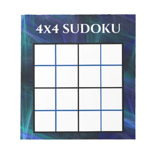 Bloc-note Modèle Abstrait bleu 4x4 Sudoku (Devant)