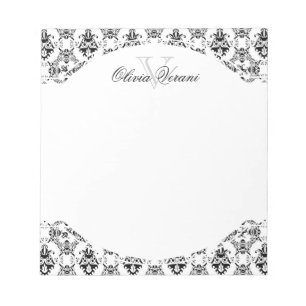 Bloc-note Modèle Damas noir et blanc