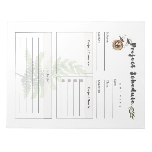 Bloc-note Modèle de calendrier de projet complet (Devant)