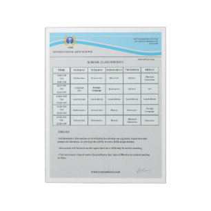 Bloc-note Modèle de calendrier scolaire modifiable Classe