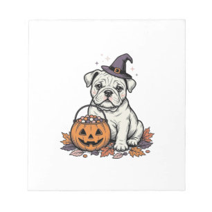 Bloc-note Modèle de citrouille bouledogue Halloween gravé vi