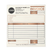 Bloc-note Modèle de facture commerciale avec logo personnali (Devant)