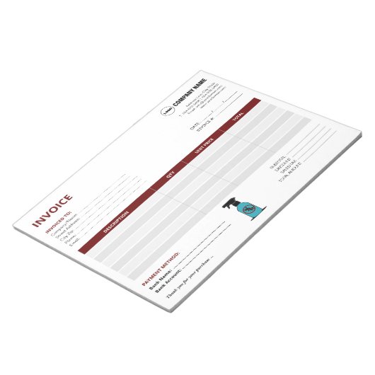 Bloc-note Modèle de facture de contrôle antiparasitaire pers (Incliné)
