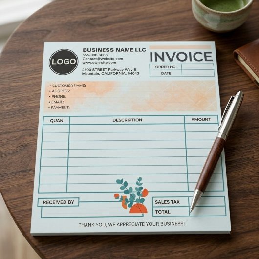 Bloc-note Modèle de facture de logo d'entreprise (moderne) F