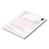 Bloc-note Modèle de facture pour petites entreprises rose mo (Tourné)
