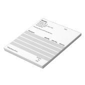 Bloc-note Modèle de la facture d'entreprise Noir Blanc clair (Tourné)