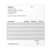 Bloc-note Modèle de la facture d'entreprise Noir Blanc clair (Devant)