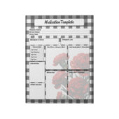 Bloc-note Modèle de médicament floral noir et blanc (Tourné)